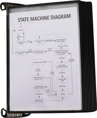 Wandhalter 10 Sichttafeln PP schwarz m.Neodym-Magnetf.DIN A4