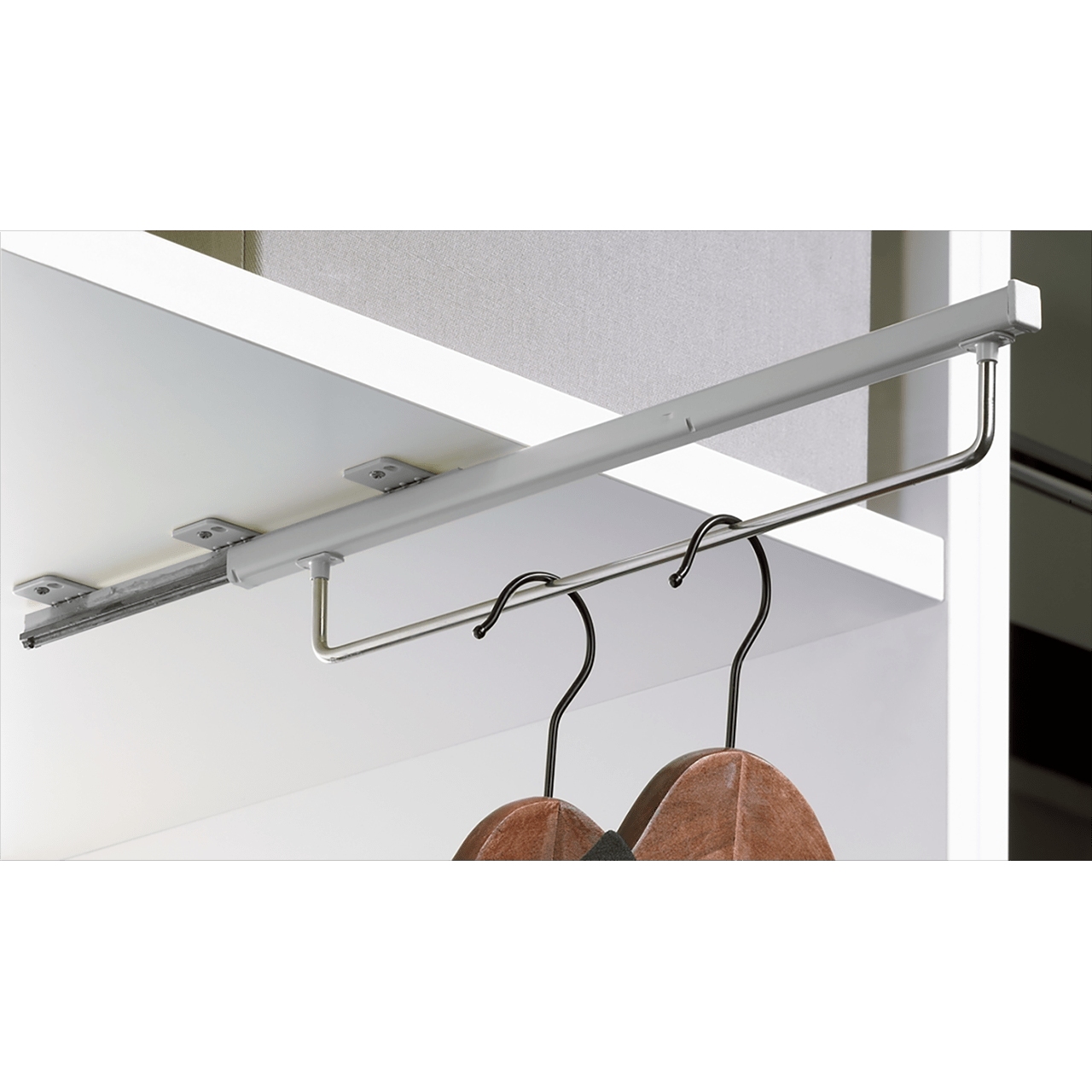 HETTICH Kleiderbügelhalter mit Auszugsführung auf Quadro Basis, 400 mm, silber, 9136277