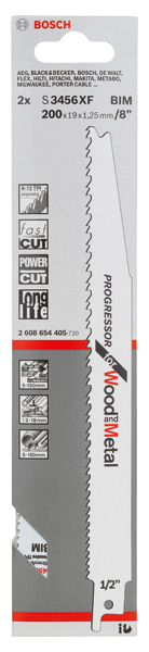 BOSCH Säbelsägeblatt S 3456 XF, Progressor for Wood and Metal, 2er-Pack
