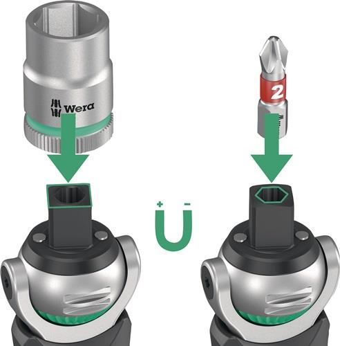 Schwenk- u.U.-Knarre 8009 Zyklop Pocket Set 1 3/8Zoll+1/4 Zoll 72 Z.WERA Schwenk- u.U.-Knarre 8009 Zyklop Pocket Set 1 3/8Zoll+1/4 Zoll 72 Z.WERA