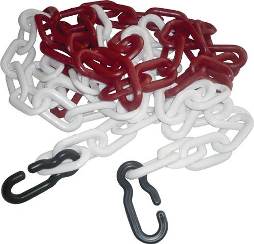 Nordwest Absperrkette Polypropylencarbonat rot/weiß 9mm L.3m m.2 Universalhaken