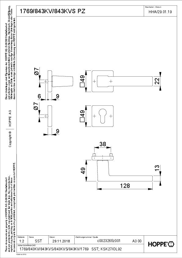 HOPPE® Drückergarnitur mit Rosetten Austin 1769/843KV/843KVS, Aluminium, 12253583 HOPPE® Drückergarnitur mit Rosetten Austin 1769/843KV/843KVS, Aluminium, 12253583