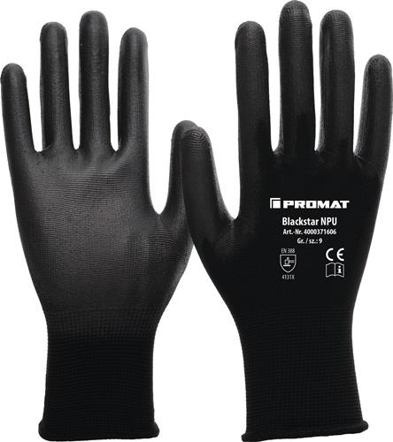 PROMAT Handschuhe Blackstar NPU Gr.9 (XL) schwarz EN 388 PSA II Nyl.m.PU PROMAT