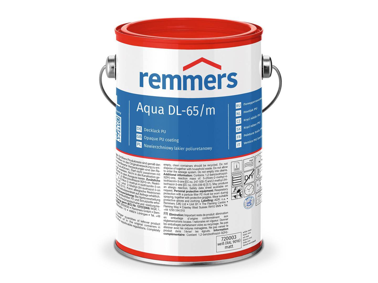 REMMERS Aqua DL-65-Decklack PU weiß (RAL 9016) matt 0,75 l