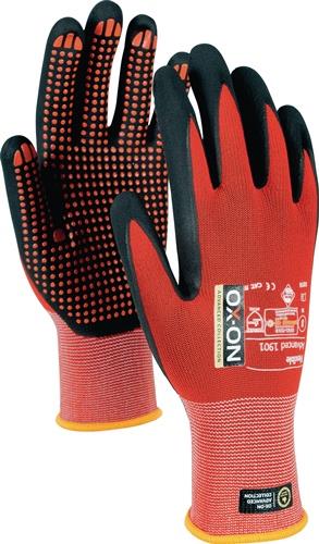 OX-ON Handschuh Flexible Advanced 1901 Gr.8 schwarz/rot EN388 EN420+A1 PSA II OX-ON