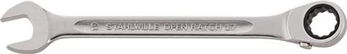 STAHLWILLE Maulringratschenschlüssel OPEN-RATCH 17 SW 9mm L.150mm umschaltbar,Rings.15Grad