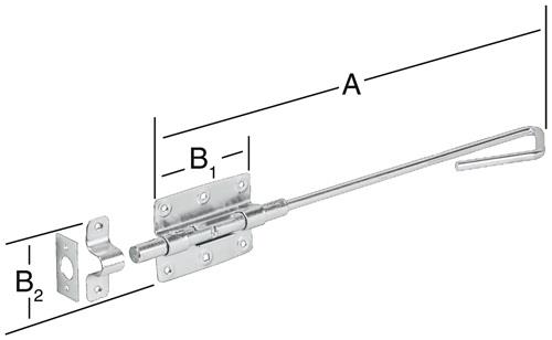 VORMANN Bolzen-Stangenriegel STA blau verz.L.400mm B.100mm Bolzen-Ø 16mm VORMANN