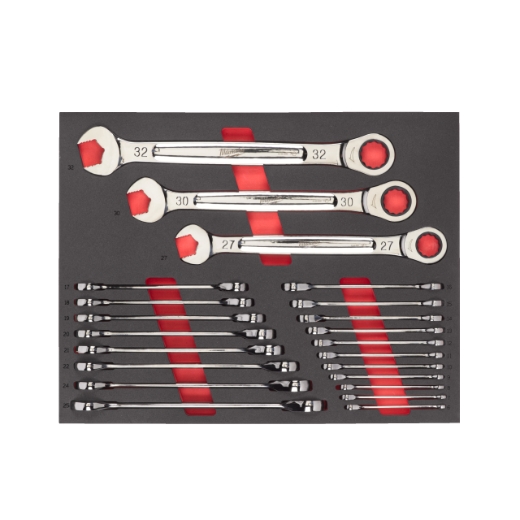 22-teilige Einlage für Werkstattwagen 78 cm MAX BITE Ratschen-Ringmaulschlüssel Einlage 22-teilige Einlage für Werkstattwagen 78 cm MAX BITE Ratschen-Ringmaulschlüssel Einlage