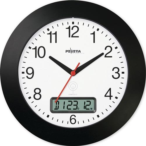 PEWETA Wanduhr Funkuhr Ku.schwarz D.300mm Zahlen