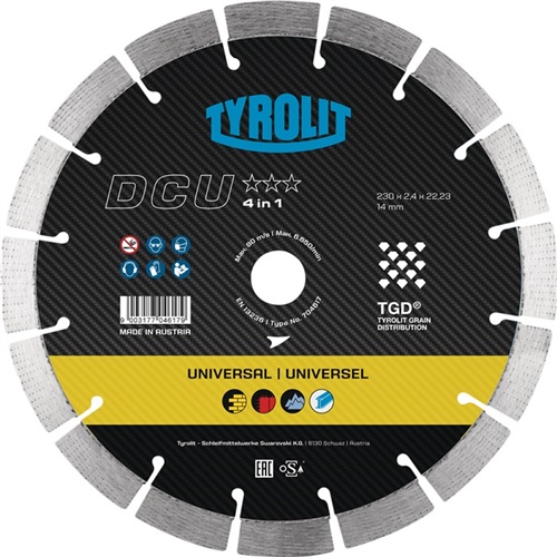 TYROLIT Diamanttrennscheibe Premium DCU D.230mm Bohr.22,23mm TGD® Technologie 14mm