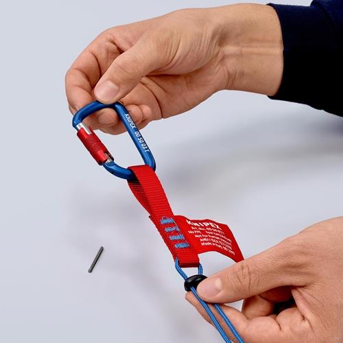 KNIPEX Materialkarabiner L.81mm m.Schraubverschluss blau besch.KNIPEX