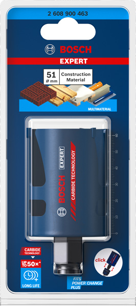 BOSCH EXPERT Construction Material Lochsäge, 51 x 60 mm. Für Dreh- und Schlagbohrer