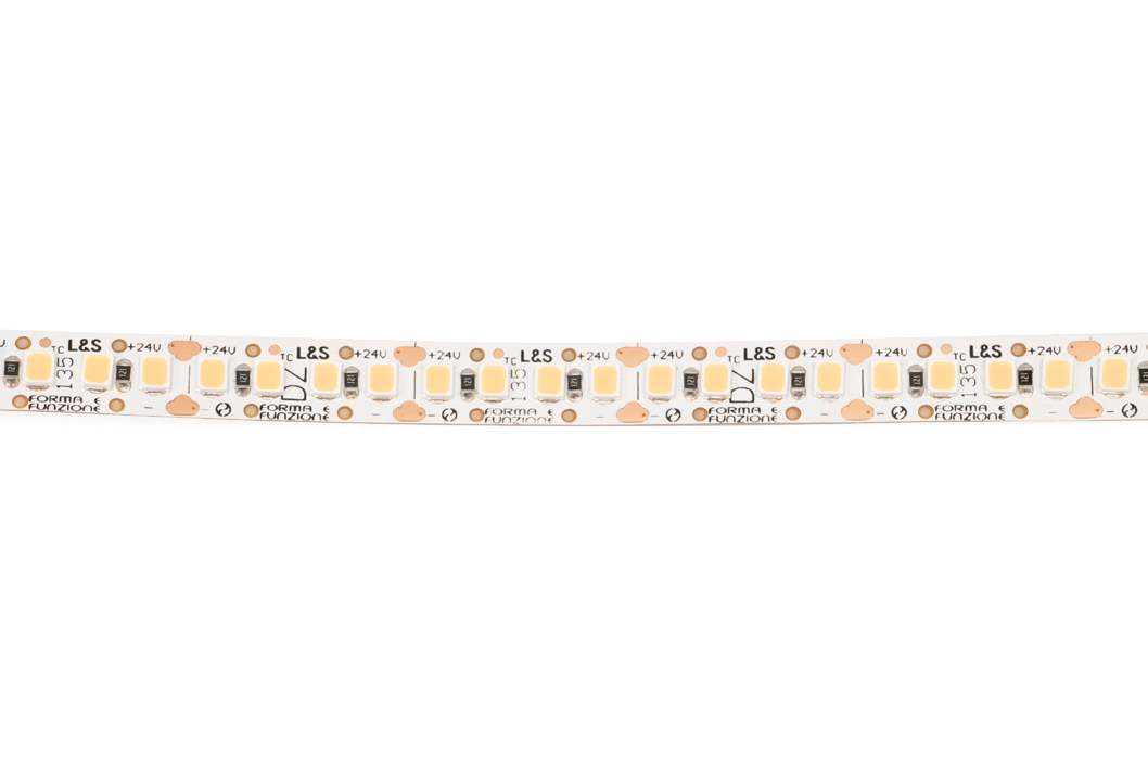 L&S LED-Band HE 200LEDs/m (2835), 2700K, 4 LEDs/20mm, 24DC, 11,5W/m, 8mmx50m, white PCB, IP20