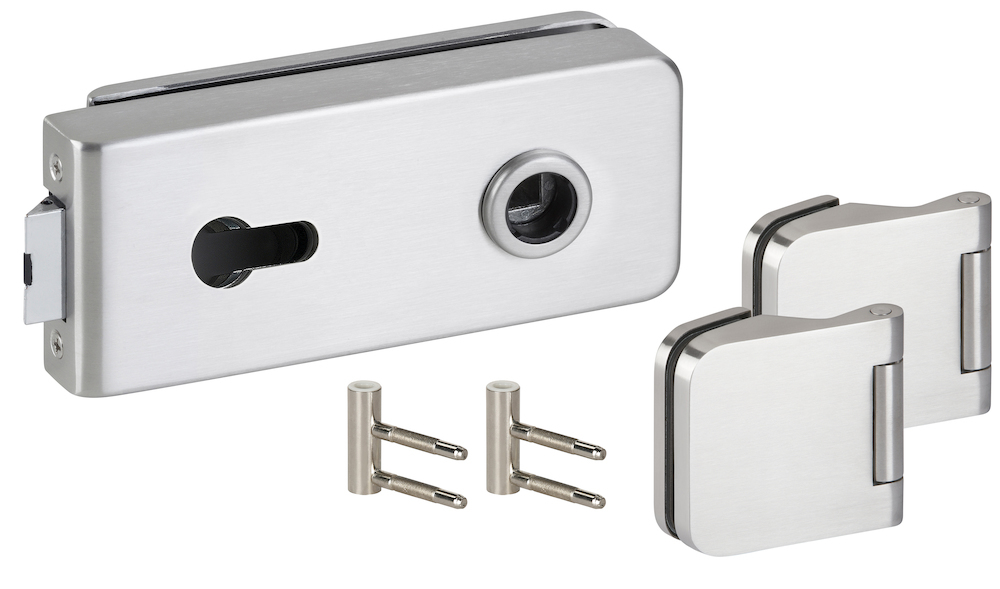 HERMAT Ganzglastürschloss-Set OLBIA 6183/6315/HZ, Edelstahl