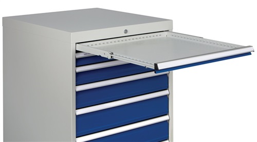 BEDRUNKA+HIRTH Schubladenschrank H1019xB705xT736mm grau/blau 2x75,2x100,2x125,1x300mm Schubl.