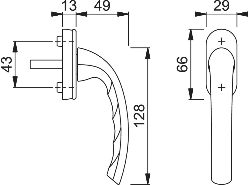 HOPPE® Fenstergriff Tôkyô 0710/U26, ohne Schrauben, N10, Aluminium, 1763561
