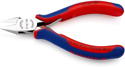 KNIPEX Elektronikseitenschneider L.130mm Form 4 Facette nein 2K-Hülle spiegelpol.KNIPEX