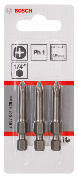 BOSCH Schrauberbit Extra-Hart PH 1, 49 mm, 3er-Pack