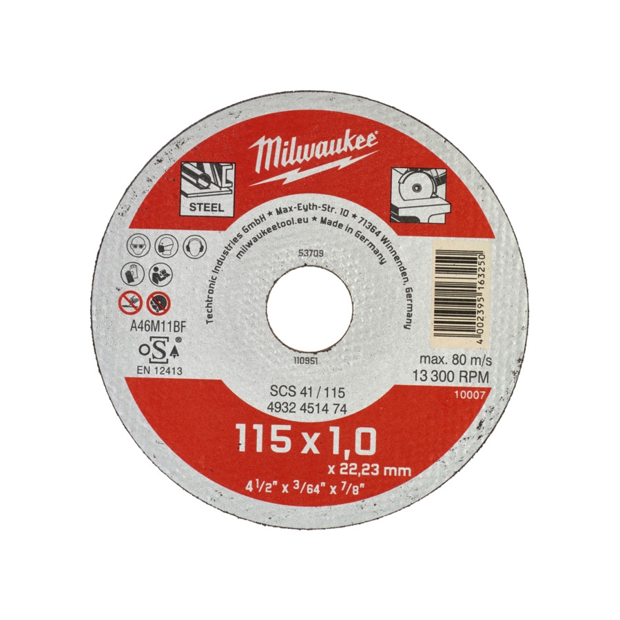 MILWAUKEE 200 x SCS41 115x1 mm Contractor Thekendisplay Metalltrennscheibe Contractor 115 x 1 mm