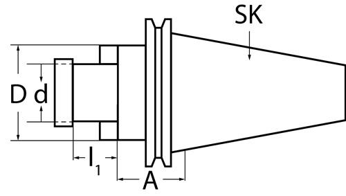 PROMAT Quernutaufsteckfräsdorn DIN 69871AD/B Spann-D.16mm SK40 A.-L.35mm PROMAT