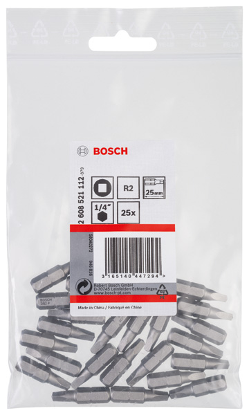 BOSCH Schrauberbit Extra-Hart R2, 25 mm, 25er-Pack