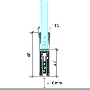 PLANET Glastürdichtung KG-F8 schmal, Silikon 459 mm grau