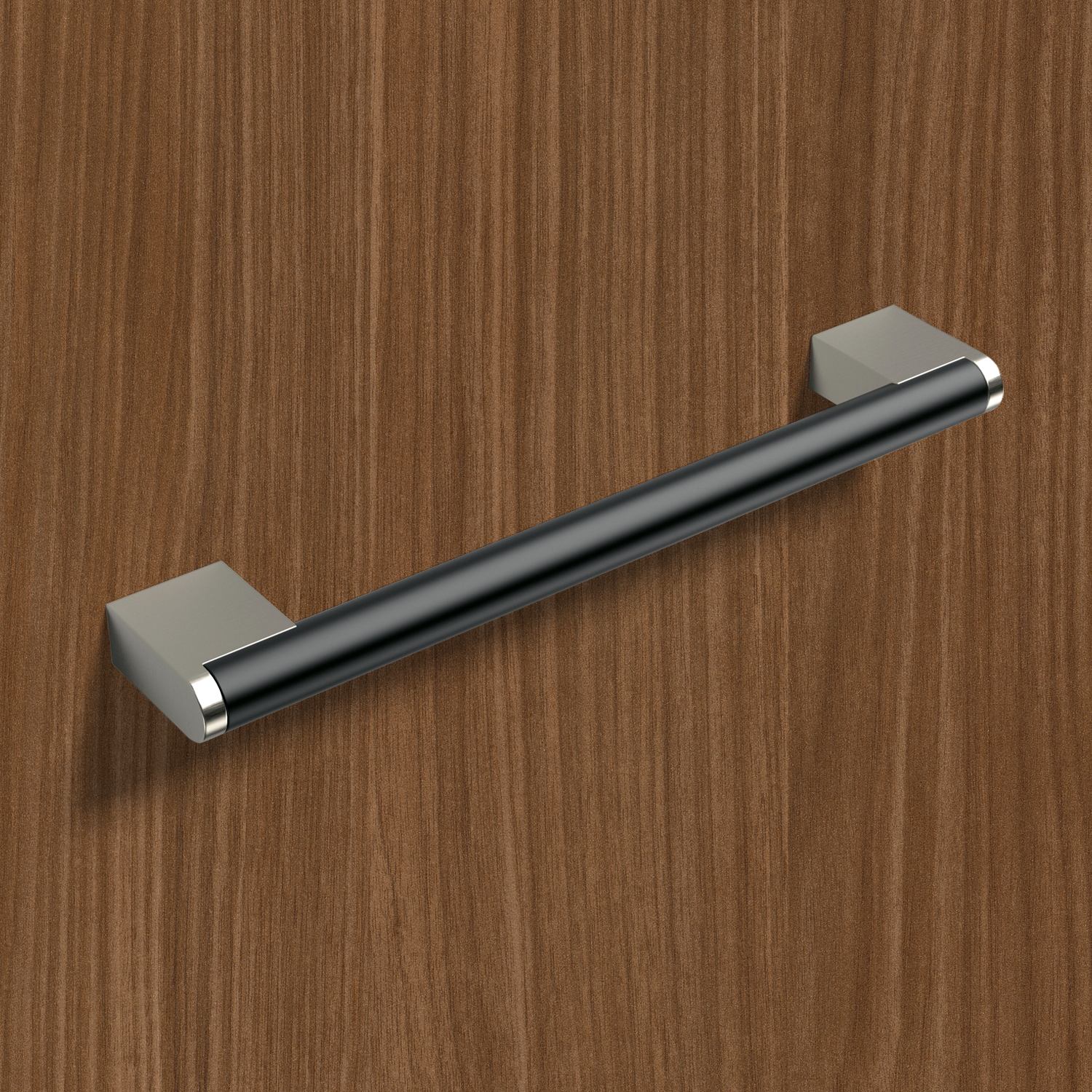 HETTICH Griff Brema, •–• 192, L 204 mm, B 14 mm, H 35 mm, Schwarz matt / Edelstahl Optik gebürstet, 9264077 HETTICH Griff Brema, •–• 192, L 204 mm, B 14 mm, H 35 mm, Schwarz matt / Edelstahl Optik gebürstet, 9264077