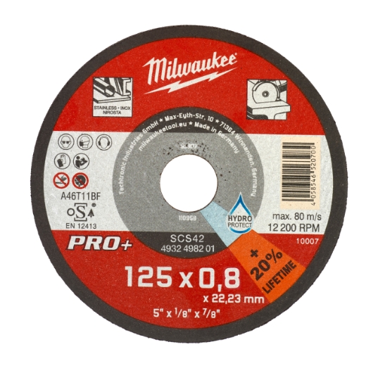 MILWAUKEE SCS42 0,8 mm Metalltrennscheibe PRO+ INOX 125 mm