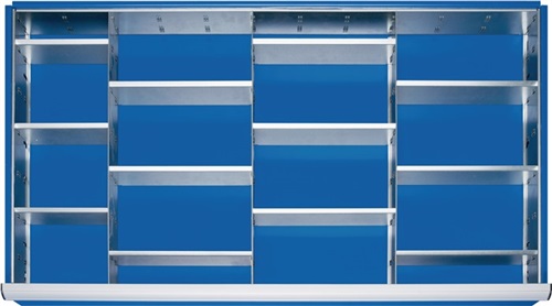 RAU Schubladenunterteilungsmaterial Front-H.180-360mm 3 Trenn-/12 Steckw.
