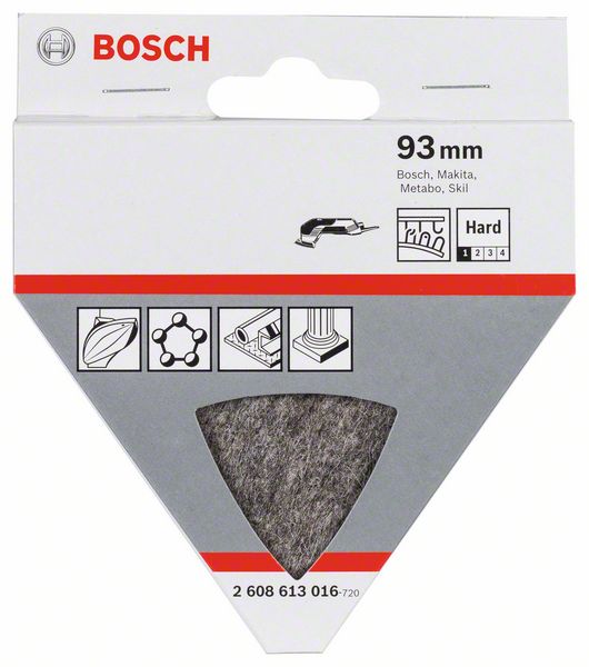 BOSCH Polierfilz für Dreieckschleifer und Multi-Cutter, hart, Klett, 93 mm