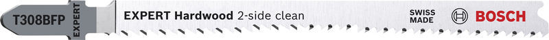 BOSCH EXPERT ‘Hardwood 2-side clean’ T 308 BFP Stichsägeblatt, 5 Stück. Für Stichsägen