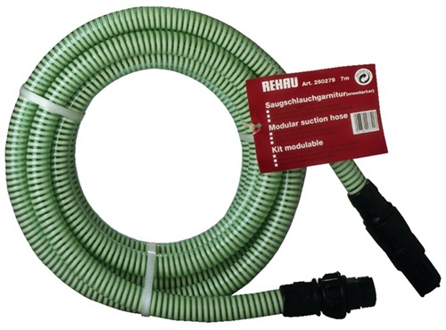 REHAU Saugschlauch-Garnitur RAUSPIRALFLEX ID 22mm transp.grün 2,6mm L.7m Rl.REHAU