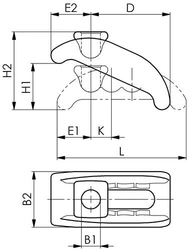 AMF Spannpratze Nr.6313K f.T-Nut 18mm Spann-H.0-55mm M16x18x160mm AMF