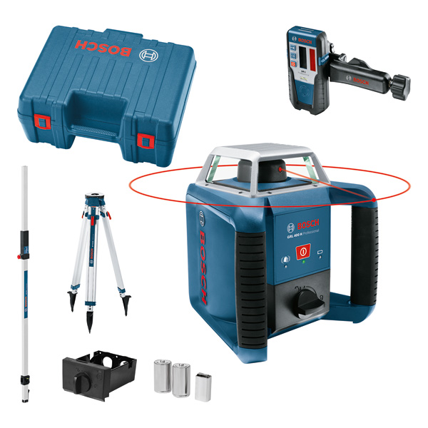 BOSCH Rotationslaser GRL 400 H, mit LR 1, Baustativ BT 170 HD und Messstab GR 240