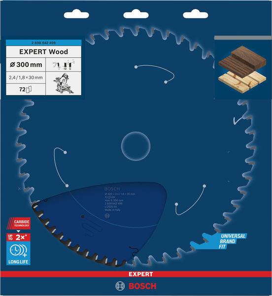 BOSCH Kreissägeblatt Expert for Wood, 300 x 30 x 2,4 mm, 72