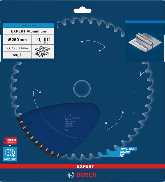 BOSCH Kreissägeblatt Expert for Aluminium, 250 x 30 x 2,8 mm, 68