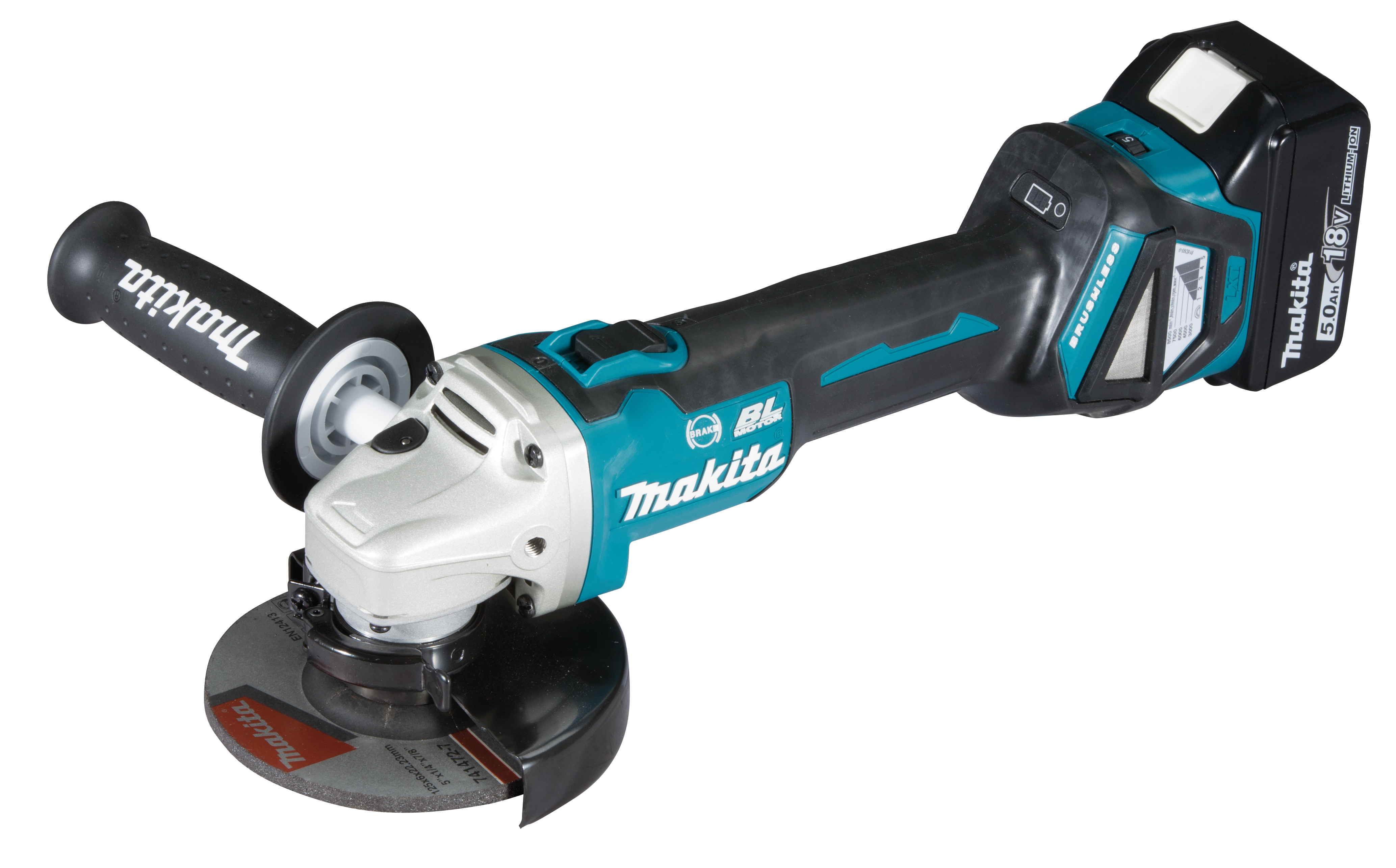 MAKITA Akku-Winkelschleifer 18 V / 125 mm / 2x 5,0 Ah DGA513RTJ