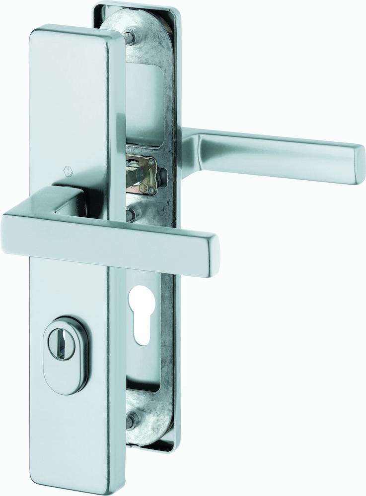HOPPE® Schutz-Drückergarnitur mit Langschild Austin 1769/2222ZA/2210, 8/72 mm, Aluminium