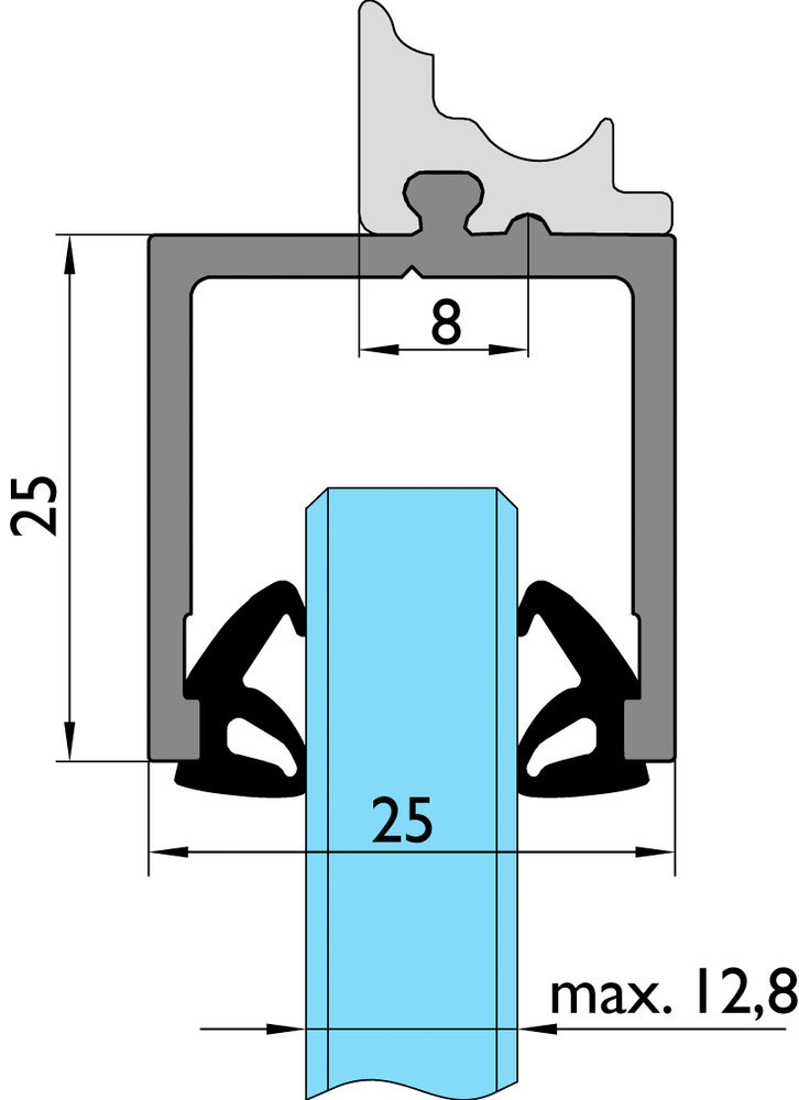HERMAT Trennwand-Zusatzprofil 6959/OD, ohne Dichtung, Aluminium