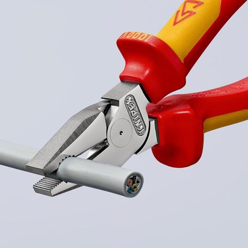 KNIPEX Kraftkombizange L.180mm verchr.Mehrkomp.-Hüllen VDE KNIPEX