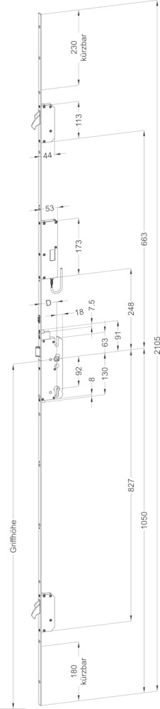 WINKHAUS Panik-Mehrfachverriegelung STV AP179-AV3OR F1660 M2 A9 92/9, Stahl 5040340