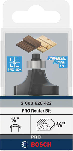 BOSCH Viertelstabfräser 1/4", R1 9,5 mm, D 31,8 mm, L 16,2 mm, G 57 mm