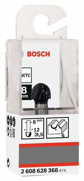 BOSCH Hohlkehlfräser, 8 mm, R1 6 mm, D 12 mm, L 9,2 mm, G 40 mm