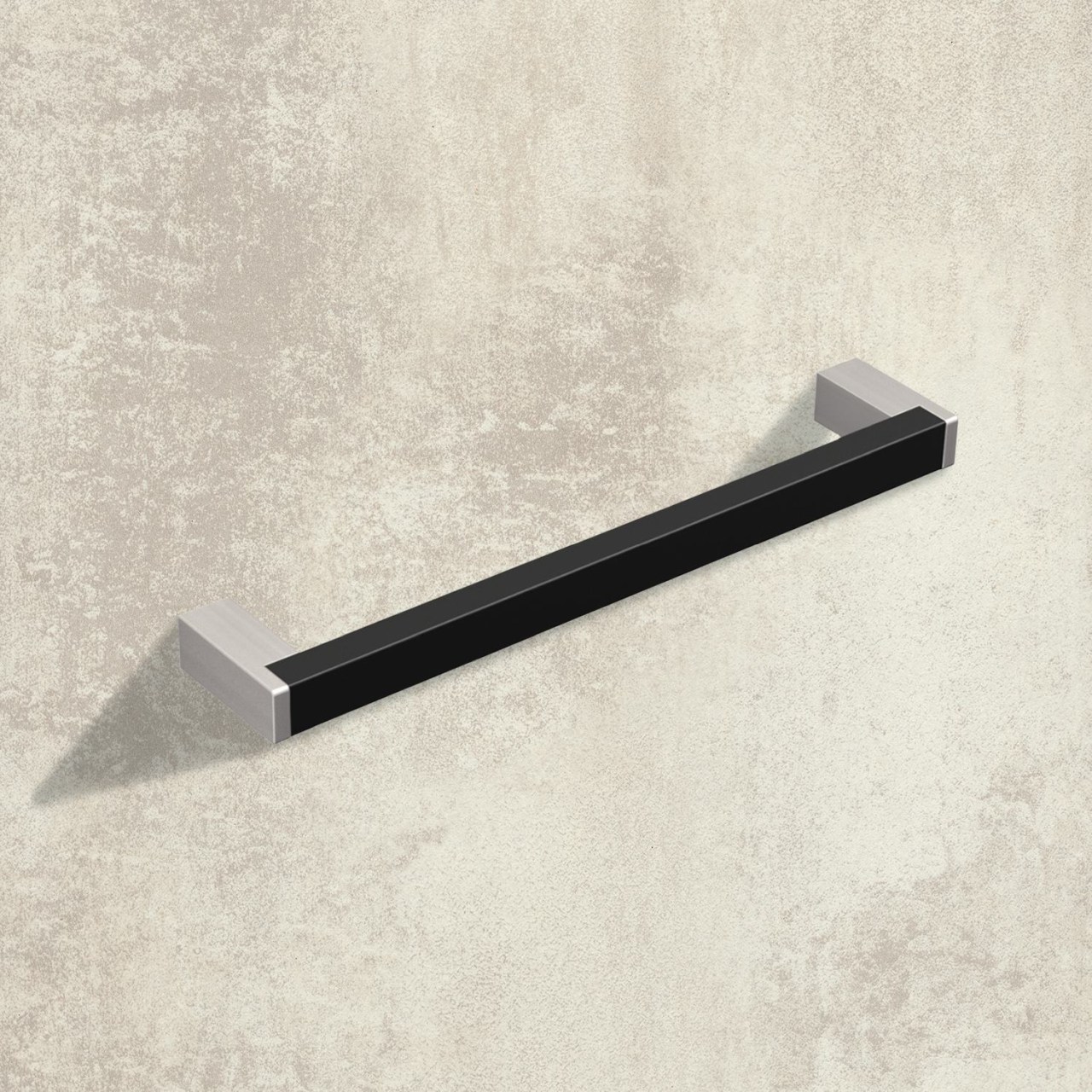 HETTICH Griff Bermeo, •–• 320, L 333 mm, B 12 mm, H 32 mm, Schwarz matt / Edelstahl Optik gebürstet, 9208088