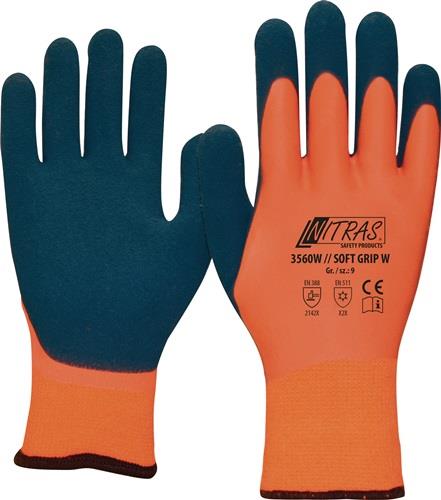 NITRAS Kälteschutzhandschuh SOFT GRIP W Gr.10 orange/dunkelblau EN 388,EN 511 PSA II