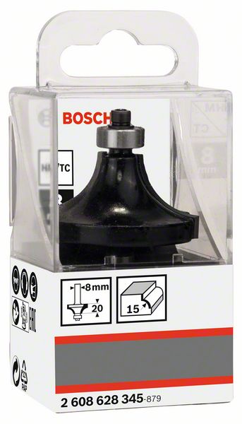 BOSCH Abrundfräser Standard for Wood, 8 mm, R1 15 mm, L 22 mm, G 66 mm