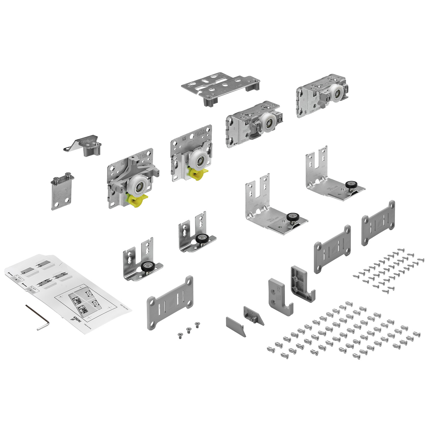 HETTICH TopLine L, Set Lauf- und Führungsteile, 10 - 16 mm, 2-türig, vordere Tür links, 9242708