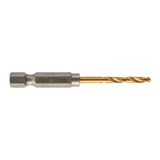 MILWAUKEE 3,0 x 65 mm SHOCKWAVE Metallbohrer HSS-G RED HEX Titan 1/4"