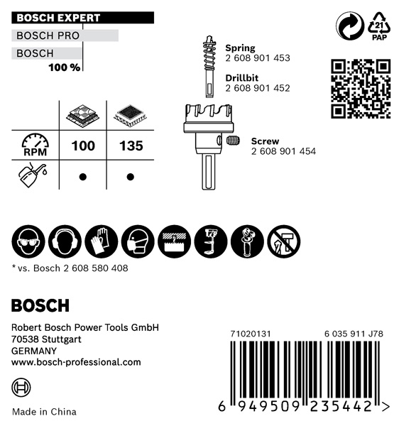 BOSCH EXPERT Construction Material Lochsäge, 19 x 60 mm. Für Dreh- und Schlagbohrer