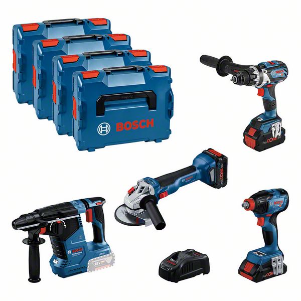 BOSCH Combo Kit 4 tool kit 18V Profi Set (GSR,GDX,GWS,GBH)